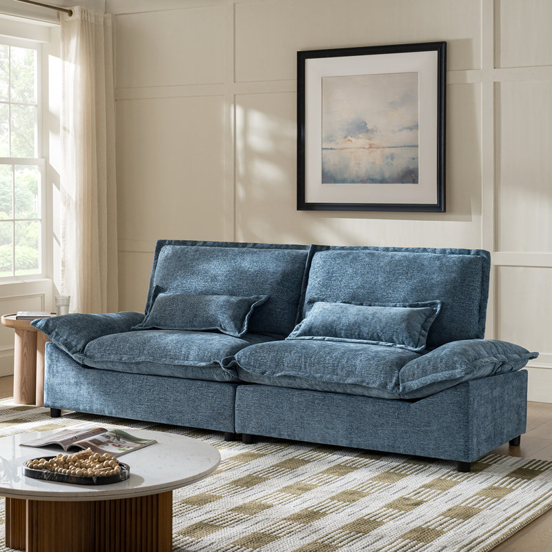 Canapé de rangement surdimensionné 102 po Silvia, Bleu