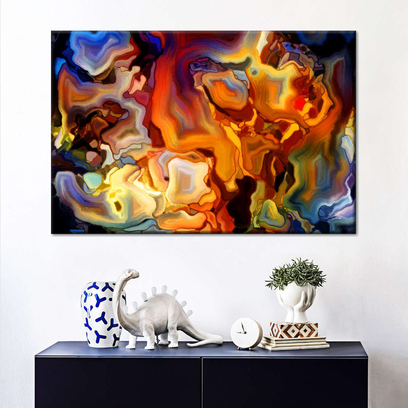 Impression abstraite sur toile de verre coloré, H 39 po x l 26 po x P 1,25 po