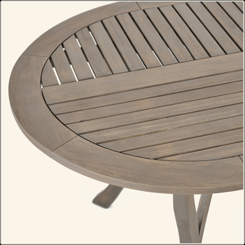 Table de salle à manger exquise en bois d'acacia pour un décor extérieur élégant, Gris