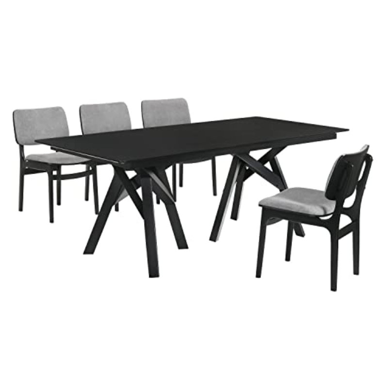 Schott 4 - Person Double Pedestal Dining Set, Black