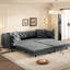 Lit convertible 4 pièces avec assise de 72 cm de profondeur, mobile et réglable par boutons, style moderne pour chambre à coucher, couleur orange, pieds invisibles, couleur gris.