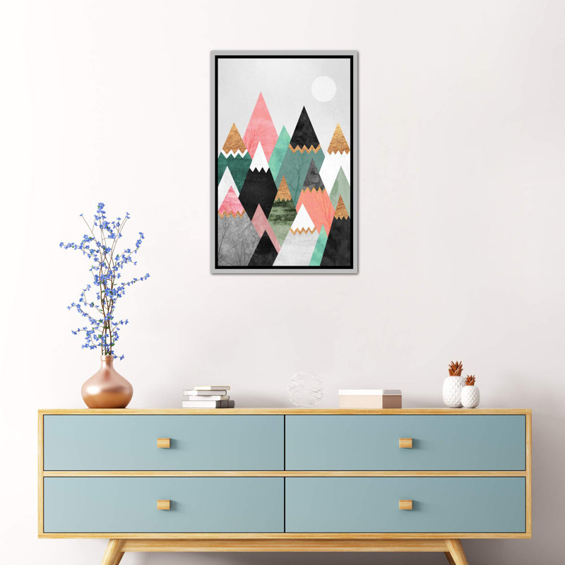 « pretty montagnes » par elisabeth fredriksson-impression sur image, Toile avec cadre argenté, H 48 po x l 32 po x P 1,5 po