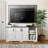 Yazeed Rustic Ridge Washed White 4 Door Sideboard Storage Cabinet