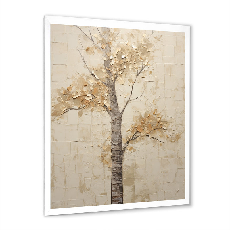Minimalisme, érable beige solitude II sur toile, Cadre photo blanc, H 40 po x l 30 po x P 1,5 po