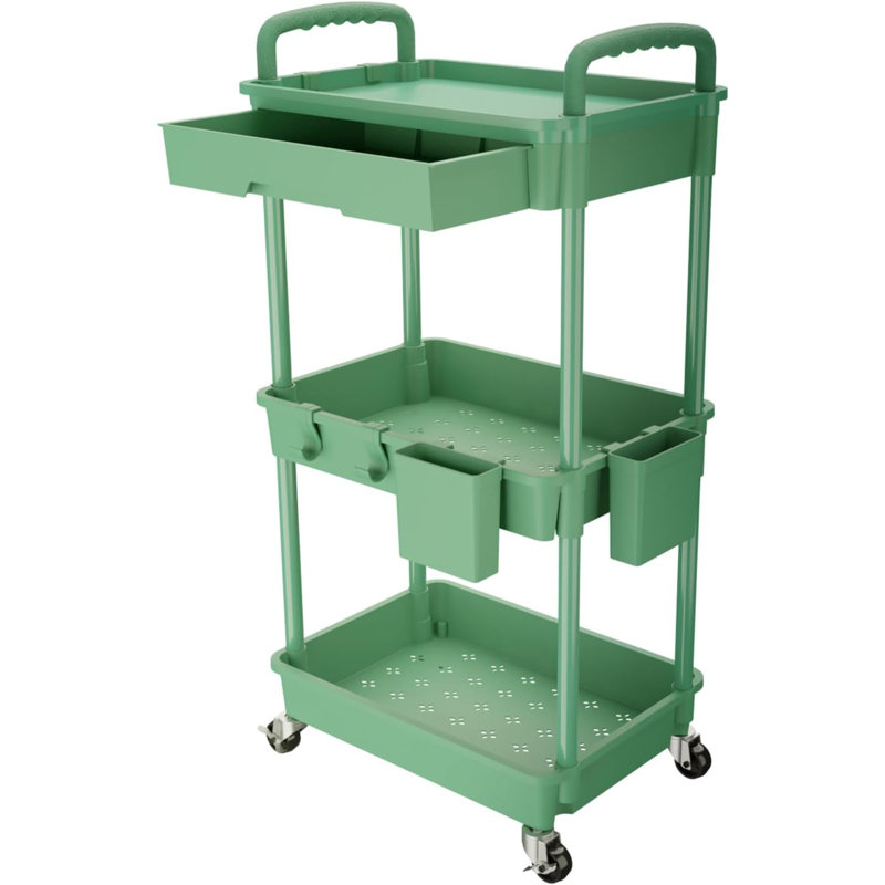 Chariot utilitaire roulant à 3 niveaux avec tiroir, chariot utilitaire en outil de rangement multifonctionnel pour la cuisine, la salle de bain, le salon et le bureau