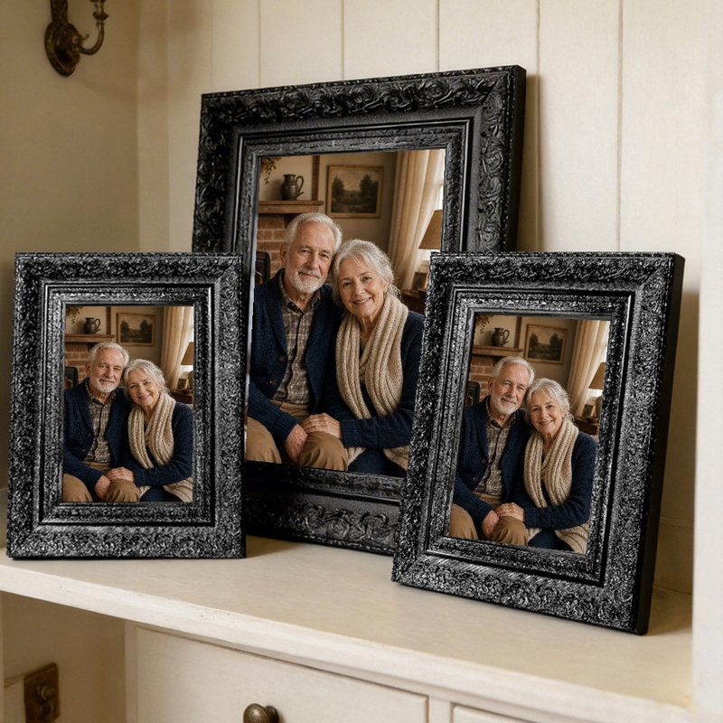 Cadre photo noir polyvalent 3 pièces pour photos et décor de hall d'entrée 5 po x 7 po