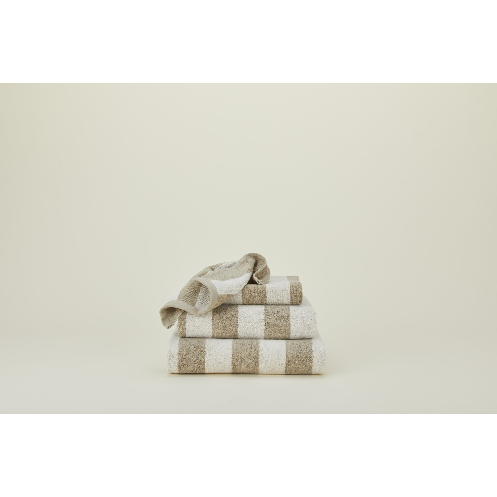Simple Striped Cotton Towel, Ivory/Flax, Hand Towel - 1 Pack