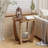 Ezmai Rustic Round Farmhouse End Table, French Country Accent Side Table Spliced Tabletop, Black & Natural