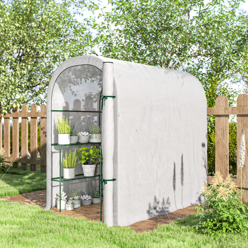 Mini serre d'extérieur avec tablettes Walk-in, blanc, Blanc