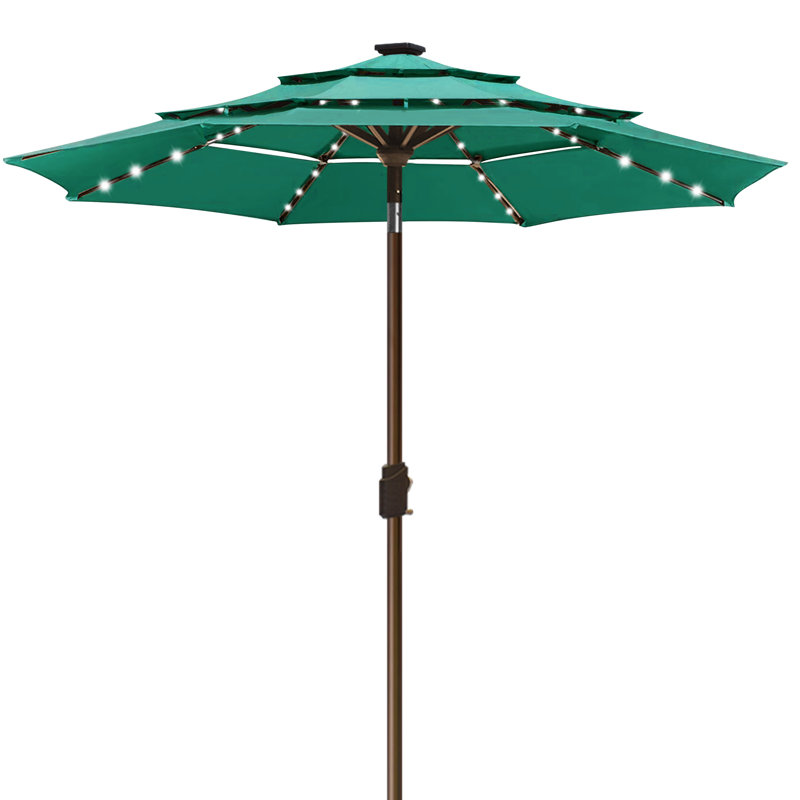 Parasol lumineux 9 pi Keensburg, Bleu turquoise