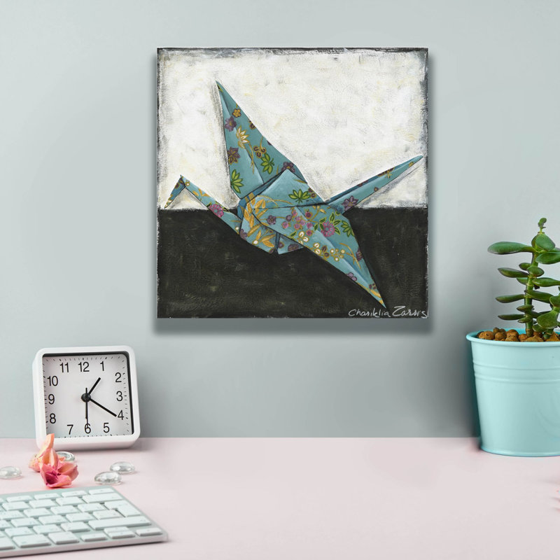  «Crane» par Chariklia Zarris, art mural sur toile, 12 po x 12 po, H 12 po x l 12 po