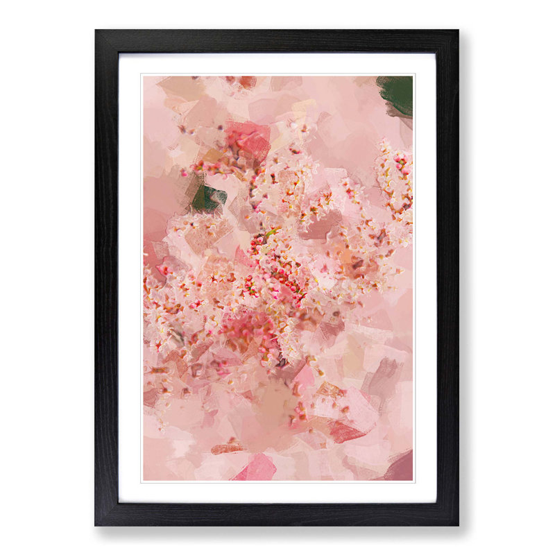 Cherry Blossom in Abstract - Picture Frame Graphic Art Print, Black Framed, 36cm H x 27cm W x 2cm D