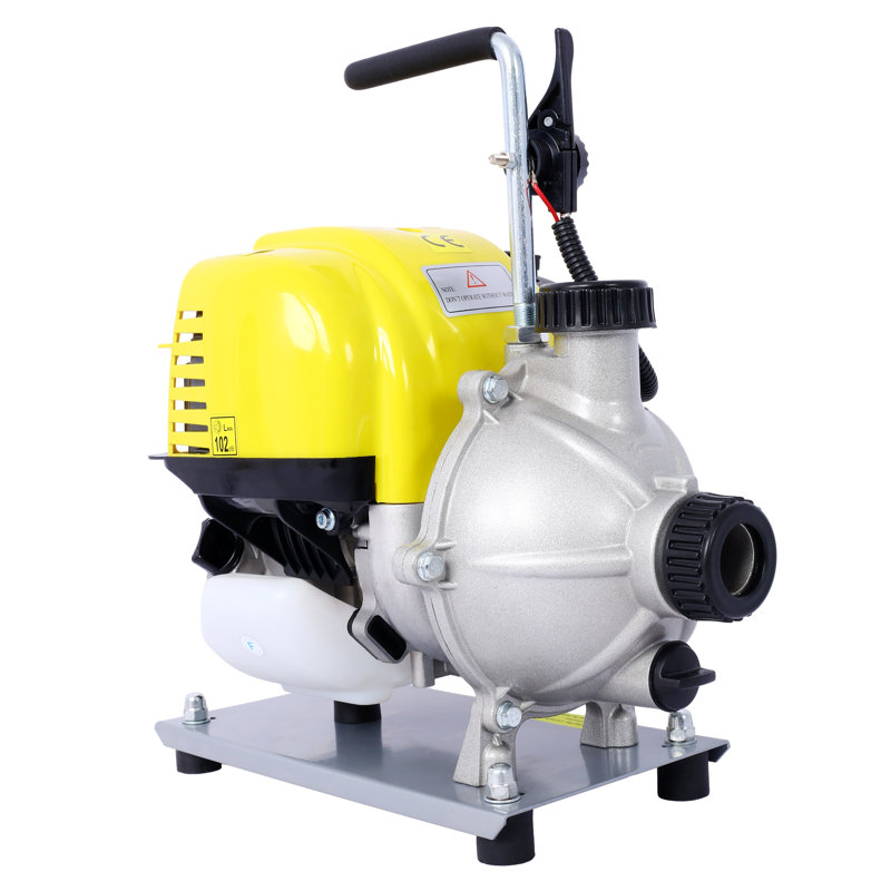 Pompe à eau à essence 4 temps 38CC avec orifice de 1,5 pouce, boîtier en aluminium jaune