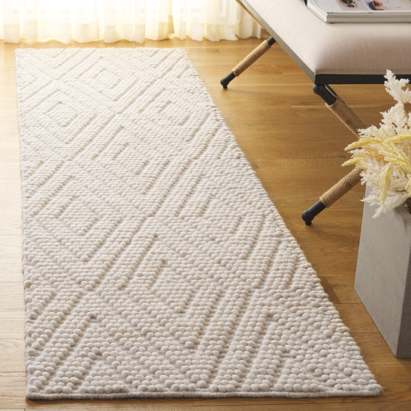 Tapis ivoire fait à la main Elle, Tapis de couloir 2 pi 3 po x 22 pi