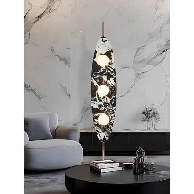 Italian-Style Wrought Iron and Marble Floor Lamp