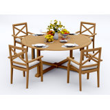 9 Pcs Grade-A Teak Wood Dining Set: 72" Round Table And 8 Granada Stacking Arm Chairs #11GR1708