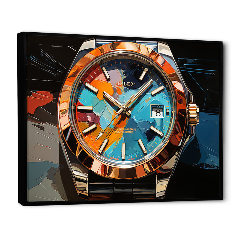 Montre de luxe en bronze Infinity I, H 24 po x l 32 po x P 1 po, Cadre flottant noir