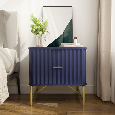 Barbeau Modern Fluted Nightstand With 2 Drawers
