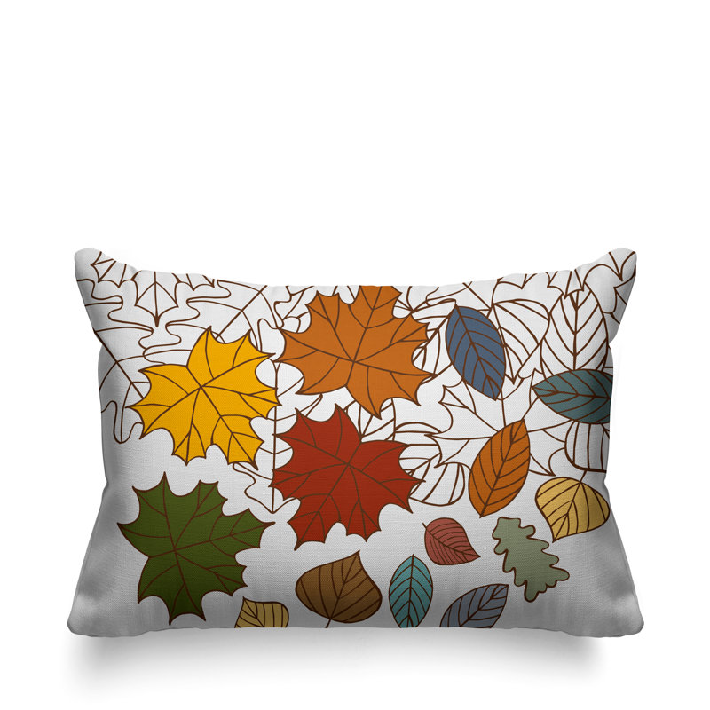 Coussin intérieur / extérieur Collin Maple Leaf, Blanc, 14 po x 20 po, Rectangle