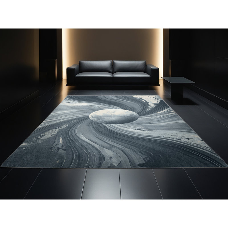 Tapis gris moelleux à motif abstrait moderne et contemporain, 8x12