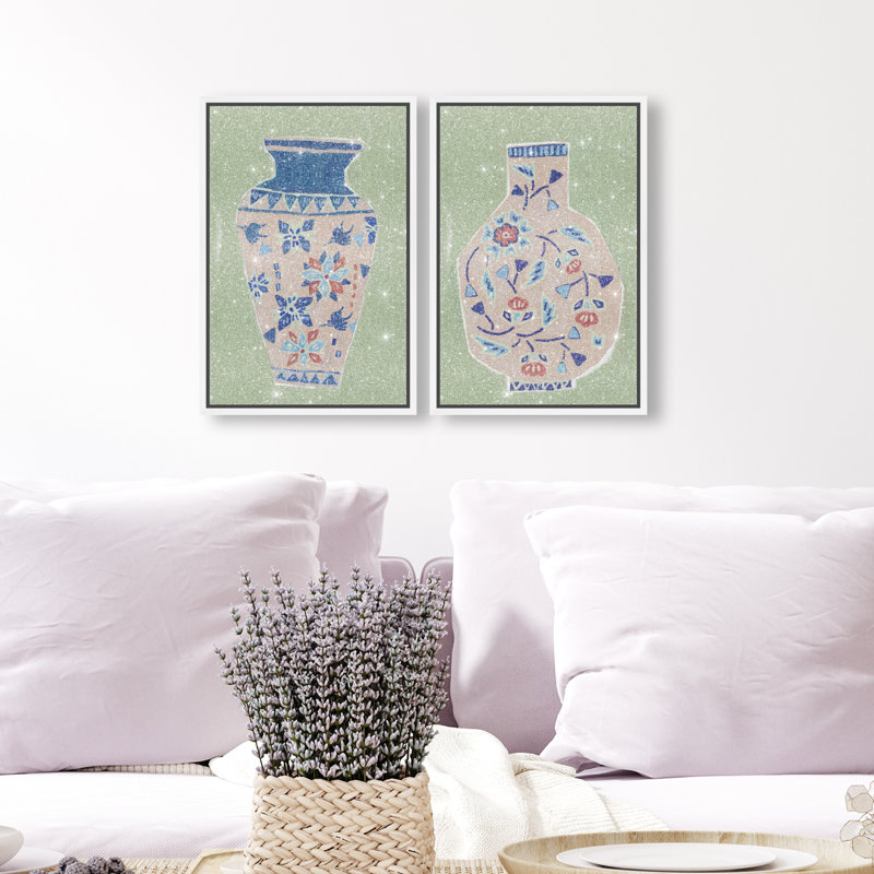 Heirloom Vase Set Set by Oliver Gal, White Floater Frame, 11"H x 16"W