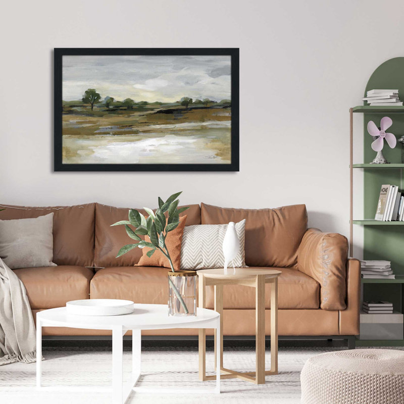 «Cool April Day Crop» - peinture, L 49,5 po x H 33,5 po, Cadre noir