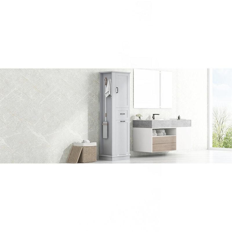 Grande armoire de rangement moderne - compartiment inclinable, tablettes réglables, capacité de 80 lb, charnières à fermeture en douceur, poignées en alliage d'aluminium pour l'organisation de la salle de bain et de la maison