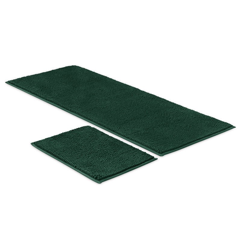 Ensemble de tapis pour salle de bain ultra doux en microfibre absorbante, L 60 po x l 24 po, ensemble de 2, Vert forêt