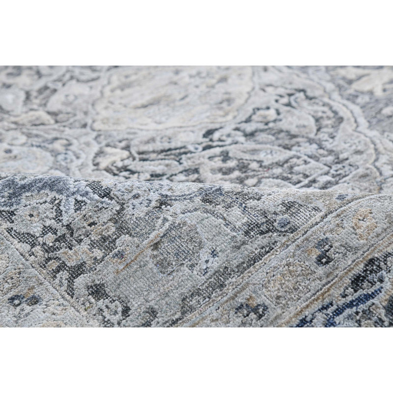 Oriental Area Rug in Blue/Gray/Ivory, Rectangle 12' x 15'