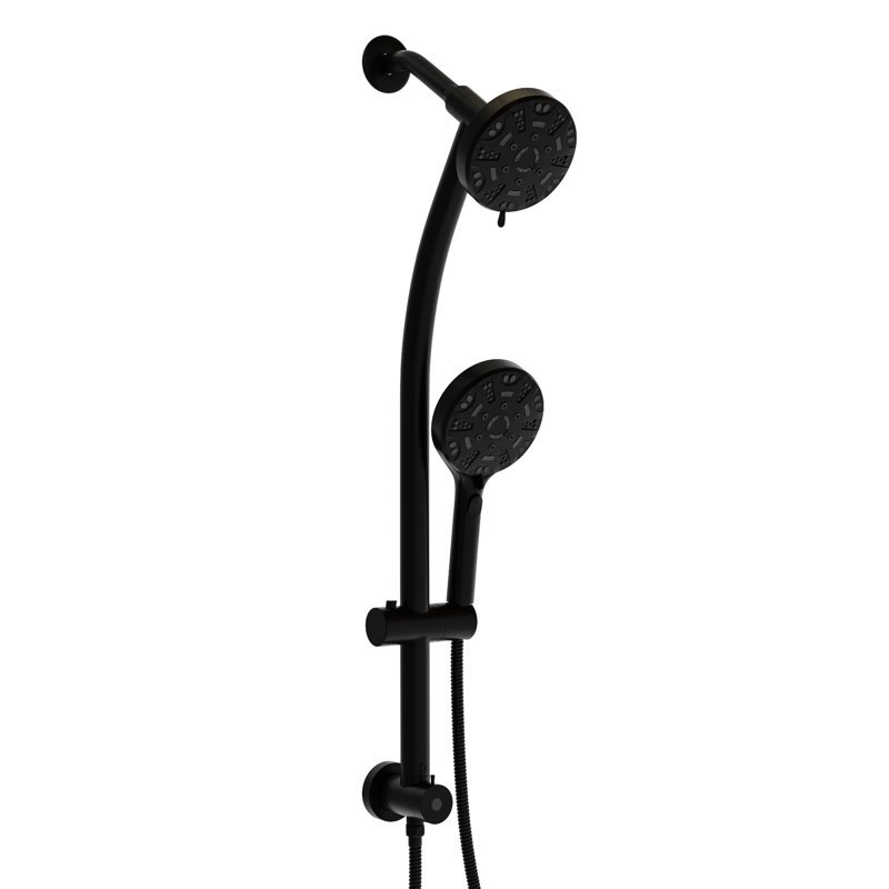 Shower System With 4.7" Showerhead & Handheld Shower, Matte Black, Adjustable Holder Pair Black Holder, 8 Hand Slide Bar