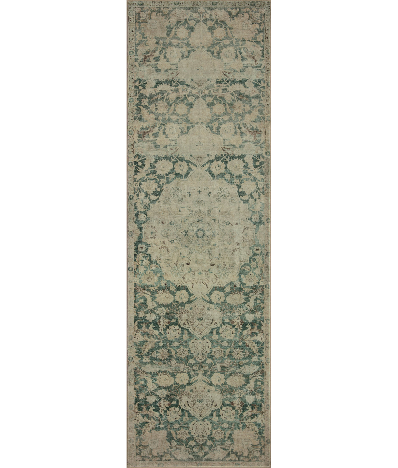 Magnolia Home By Joanna Gaines X Loloi Sinclair Machine Washable Jade / Sand Area Rug, Runner 2' x 5'