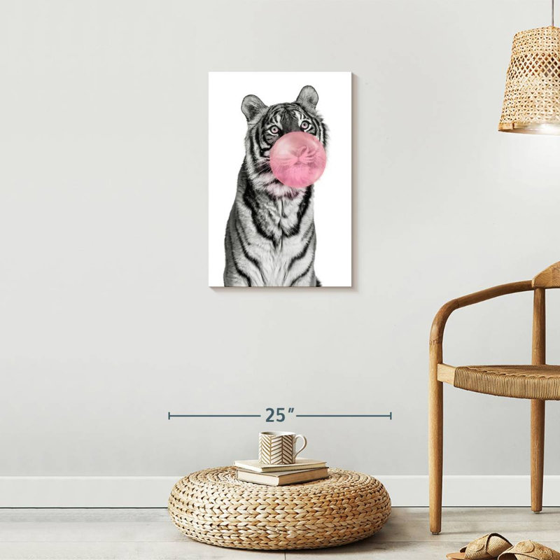 Impression sur toile Tiger Bubble Gum, H 24 po x l 16 po x P 1,25 po