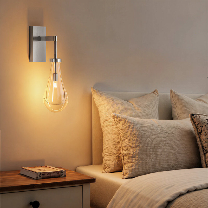 Applique murale 1 lumière de luxe avec gouttes de pluie, Nickel brossé