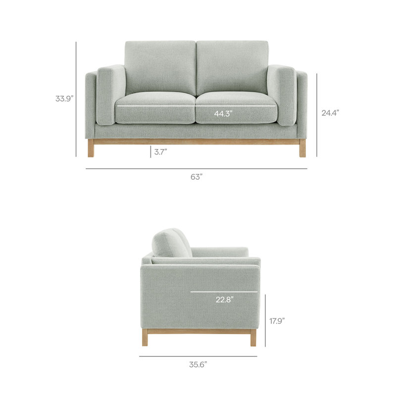 Causeuse en tissu Roscoe, Brume