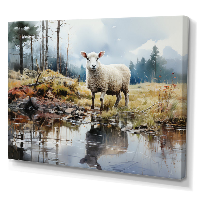 " Sheep Reflection ", Wrapped Canvas, 30" H x 40" W x 1.5" D