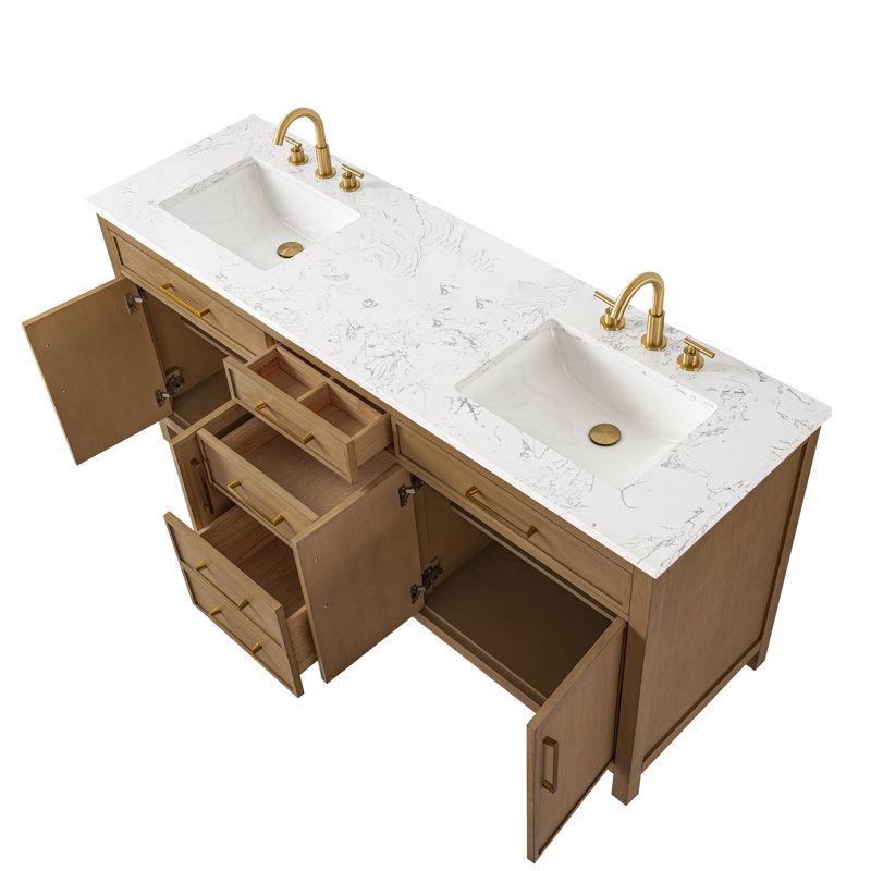 Reajean 72" Double Vanity, Caramel/Brushed Bronze