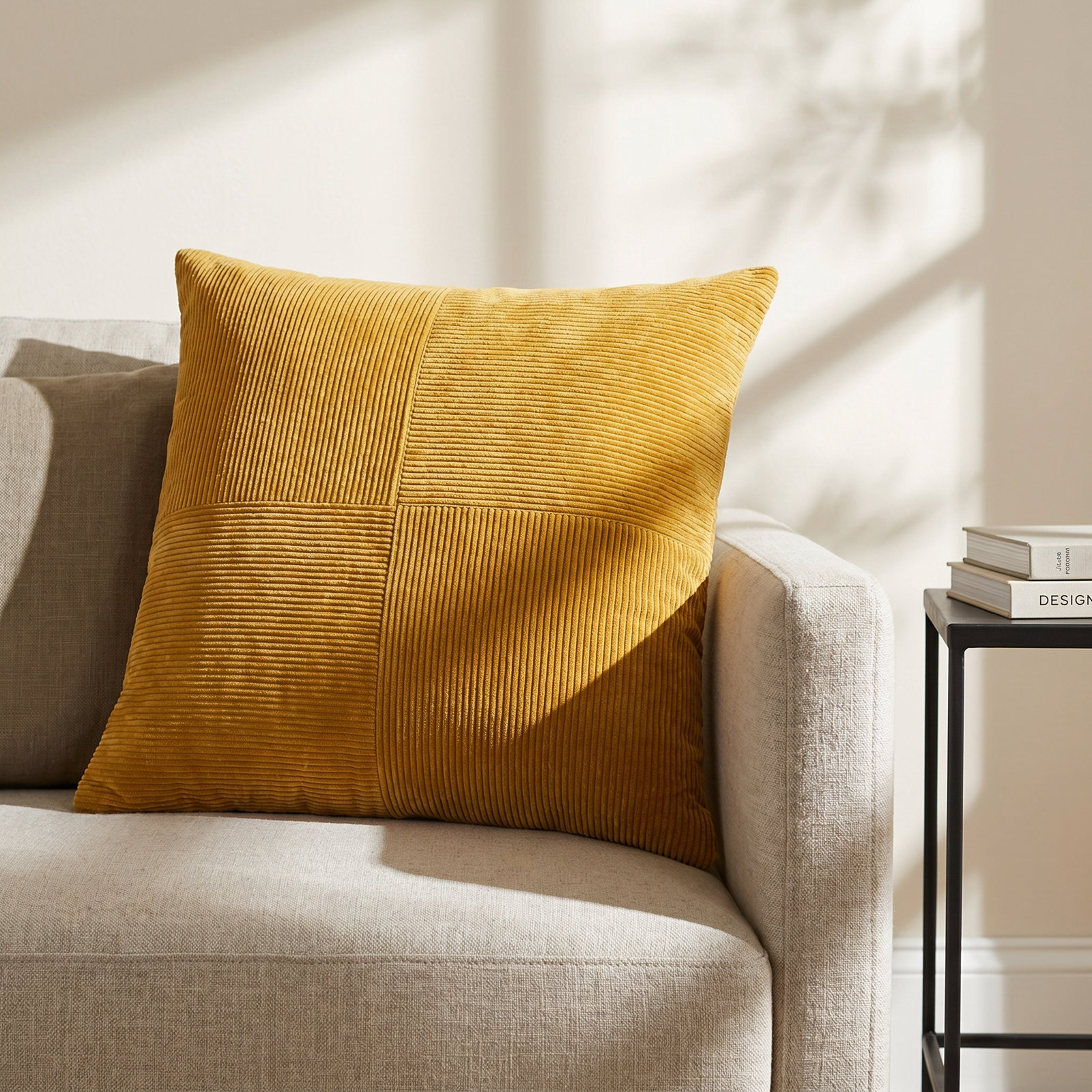 Selma Cotton Pillow Cover, 20" x 20", Mustard