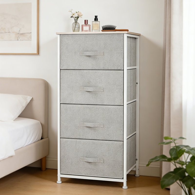 Commode de rangement 4 tiroirs Abing, Blanc