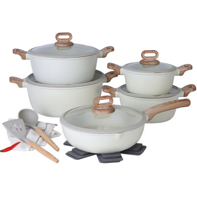 Ensemble de casseroles et de poêles, batteries de cuisine antiadhésives, ensemble de cuisine antiadhésif de 15 pièces, batterie de cuisine 3Q / 5Q / 8Q / 12Quart, poêle à sauter profonde