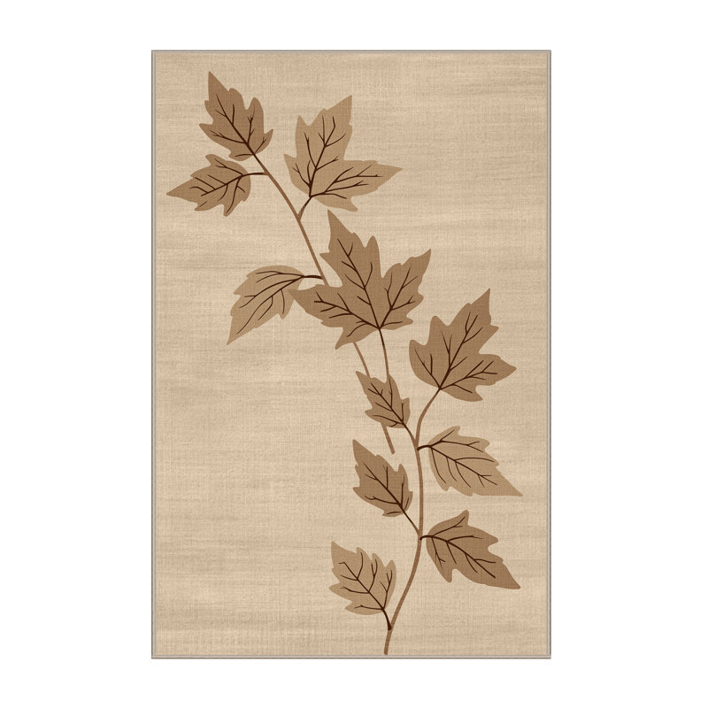 Soft Plush Ferland Thanksgiving Modern & Contemporary Abstract Area Rug in Beige – Beige Binding, 7x10