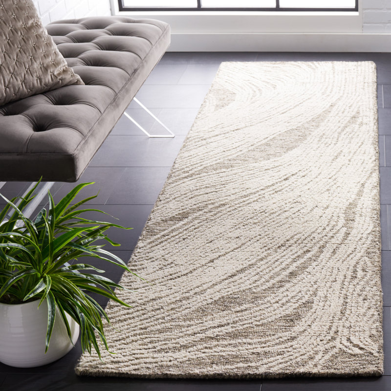 Tapis en laine touffeté à la main Bipin, Tapis de couloir 2 pi 3 po x 10 pi