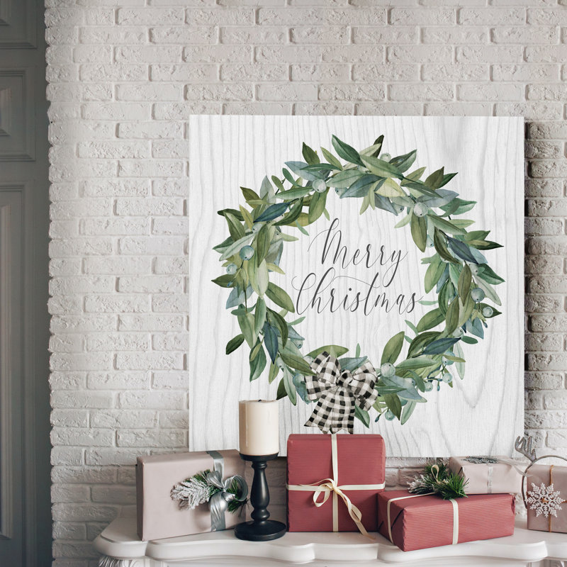 Snowberry Wreath - reproduction d'art textuel sur toile tendue, H 16 po x l 16 po x P 1 po