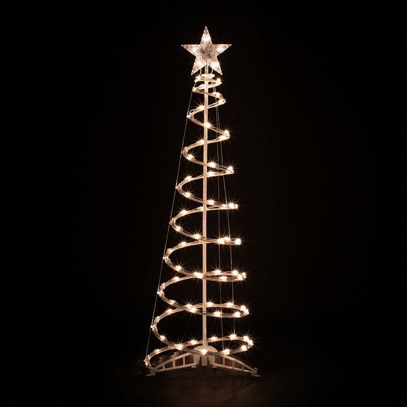 Ensemble de 2 arbres en forme de cône de Noël en forme de spirale d'extérieur clair 4 pi 6 pi