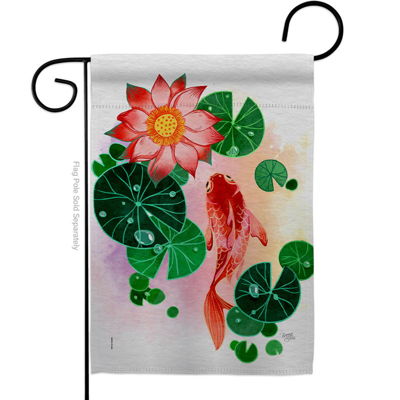 Drapeau de jardin en polyester 19 x 13 po Lotus Pond