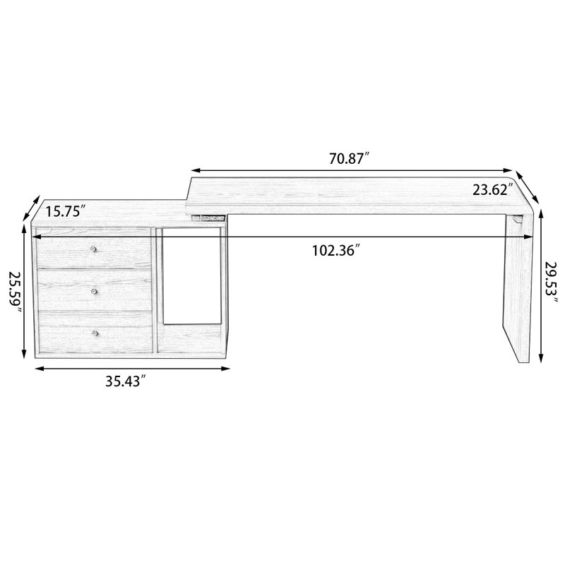 Walnut Rectangular Solid Wood desks, 29.53" H x 102.36" W x 29.53" D