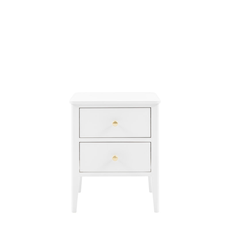 40cm W Solid Wood Bedside Table, White