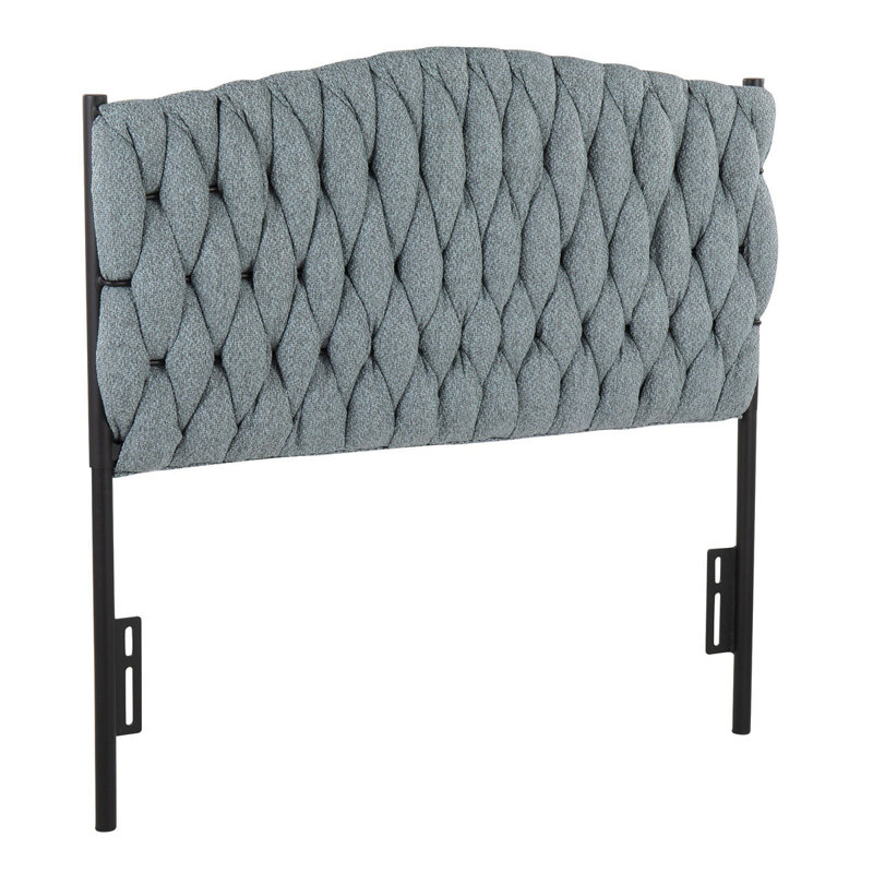 Tête de lit simple tressée Matisse en métal noir et tissu bleu par Lumisource, Bleu