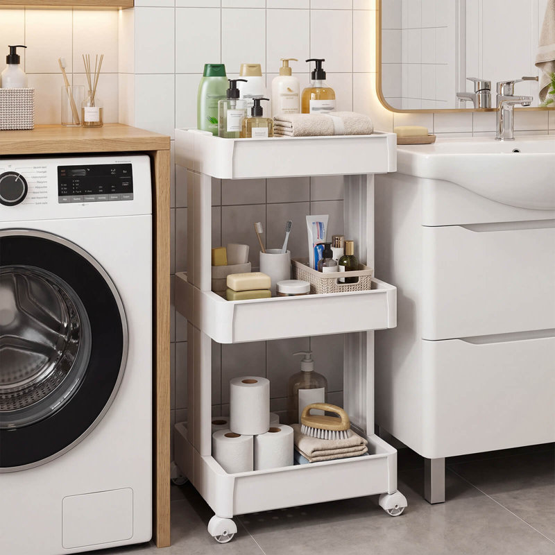 Chariot utilitaire roulant à 3 niveaux avec plateaux amovibles et roues lisses pour la cuisine