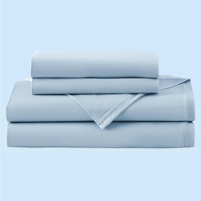 Bedsure Cooling Sheets with Deep Pocket Up to 17.5", King Sheet Set with 2 Pillowcases, Blue
