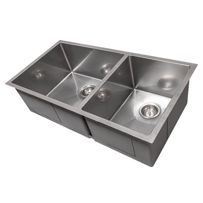 DuraSnow® ZLINE 36" Chamonix Undermount Double Bowl Fingerprint Resistant Stainless Steel Kitchen Sink with Bottom Grid